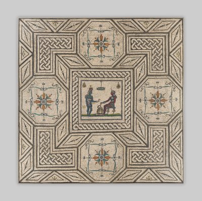 Pavimento de mosaico com cena de Egyptianizing, c.130-150 AD (pedra e vidro) de Roman Imperial Period