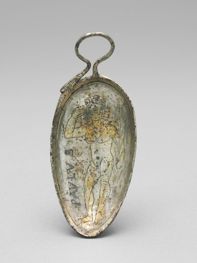 Colher com São Paulo como atleta, 350-400 (prata, prata dourada e niello) de Roman Imperial Period