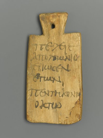 Múmia Tag com Inscrição Grega (madeira e pigmento) de Roman Period Egyptian