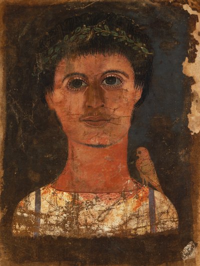 Mortalha de mamã com retrato pintado de um rapaz de Roman Period Egyptian