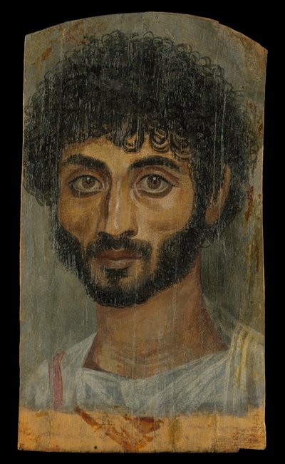 Retrato de um homem barbudo de rosto fino, 160-180 dC (encáustica, lenha) de Roman Period Egyptian