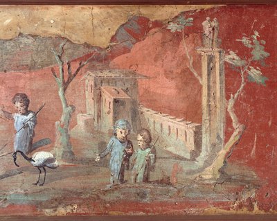 Afresco romano antigo com cena rural de Roman Roman