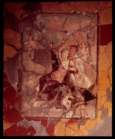 Ariadne e Theseus. Mosaico de parede da Casa del Bicentenario, século V a.C.-1 d.C. de Roman Roman