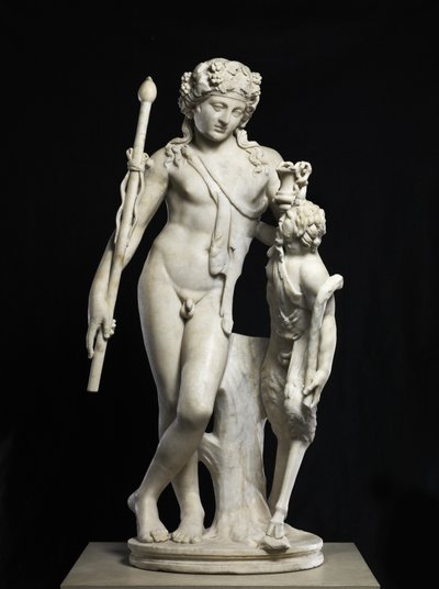 Dionísio com Pã, 50-150 DC (mármore) de Roman Roman