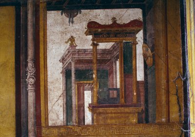 Arquitecturas fantásticas, fresco do oecus na Casa dos Vettii, Pompeia (Património Mundial da UNESCO de Roman Roman