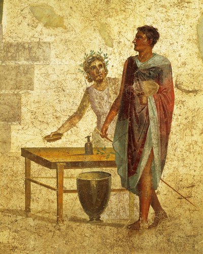 Afresco que representa Jasão e Pélias em Pompeia de Roman Roman