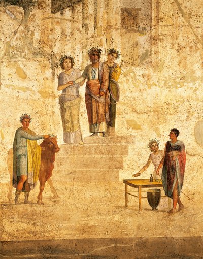 Afresco que representa Jasão e Pélias em Pompeia de Roman Roman