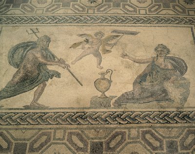 Vista em ângulo elevado de um mural no chão, Paphos, Chipre
(foto) de Roman Roman