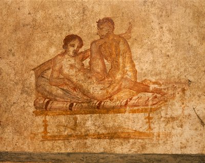 Itália, Região da Campânia, Província de Nápoles, Pompeia, Casa de Vettii, Afresco erótico de Roman Roman
