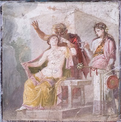 Antigo sátiro e hermafrodita, 50-79 d.C. (fresco) de Roman Roman