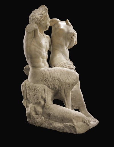 Pã e hermafrodita, século 1 DC (mármore) de Roman Roman