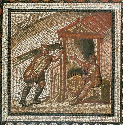 Camponês carregando ramos de salgueiro para cestos de vime (mosaico) de Roman Roman
