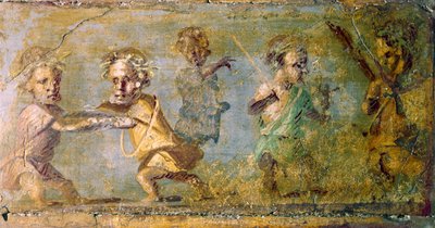 Pompeia. A Caçada dos Anões. Fresco. Museu Nacional de Nápoles de Roman Roman