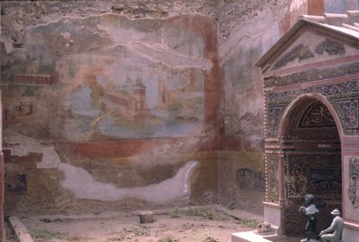 Pompeia, Casa de Diana e fonte de anfitrite e pintura mural, Itália (foto) de Roman Roman