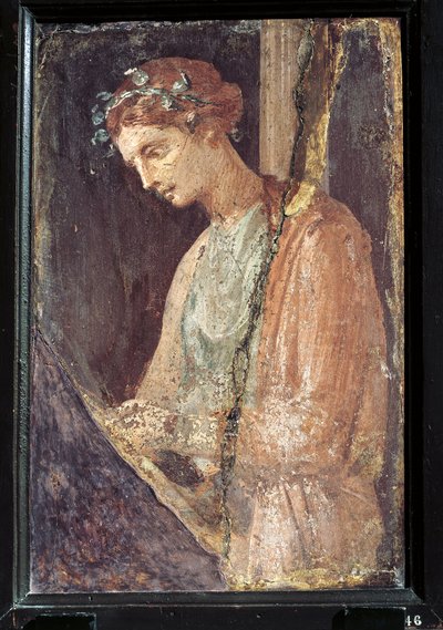 Retrato de perfil de uma jovem mulher de Itália, Campânia, Pompeia, pintura sobre gesso, 55-79 d.C. de Roman Roman
