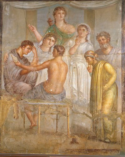 Civilização romana. Admetus e Alcestis, fresco da Basílica de Ercolano de Roman Roman