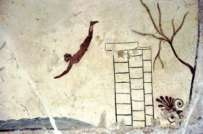 Pintura mural romana da tumba chamada de mergulhador (tuffatore). de Roman Roman