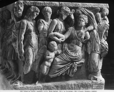 Alívio sarcófago com a morte de Alcestis (mármore) de Roman Roman