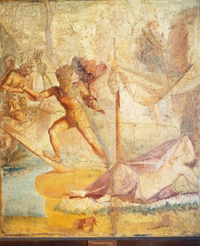 Teseu deixando Ariadne, fresco de Pompeia de Roman Roman