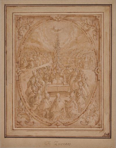 Uma Alegoria da Autoridade Devina da Igreja de Roman School