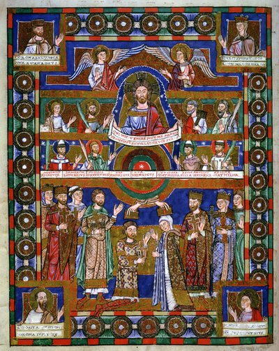 Coroação de Henrique, o Leão e seu casamento com Matilda, do Evangelho de Henrique, o Leão de Romanesque
