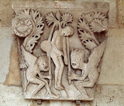 Enforcamento de Judas (capital esculpido) de Romanesque