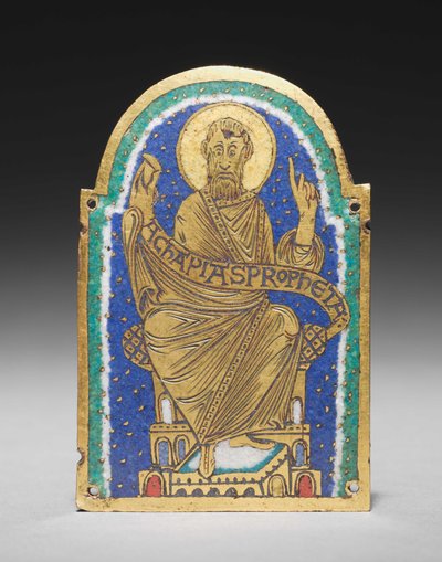 Placa: Profeta Sentado em um Relicário: Achapias de Romanesque