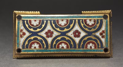 Placa, provavelmente de um Santuário Relíquio, c.1180-1190 (cobre dourado, champlevé e esmalte cloisonné) de Romanesque