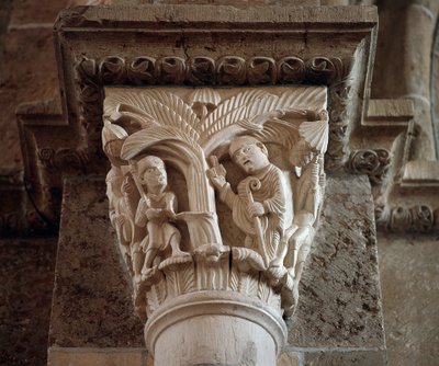 São Martinho manda derrubar uma árvore sagrada (capital esculpido) de Romanesque
