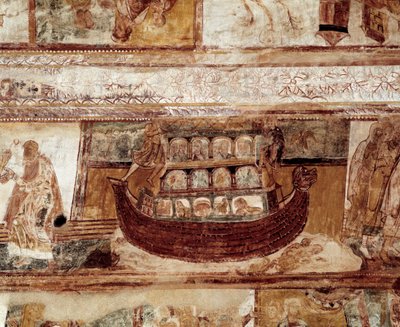 O arco de Noé (afresco do teto) de Romanesque
