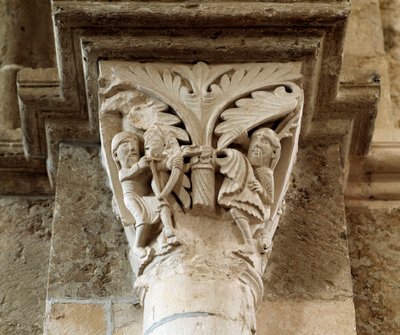 A morte de Caim (capital esculpido) de Romanesque