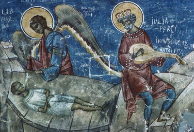 Morte do Justo, detalhe de O Último Julgamento, 1547-50 de Romanian School