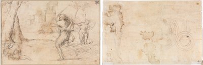 Rômulo e Remo encontrados por Faustulus (à direita) Círculos Concêntricos (verso) de Romanino