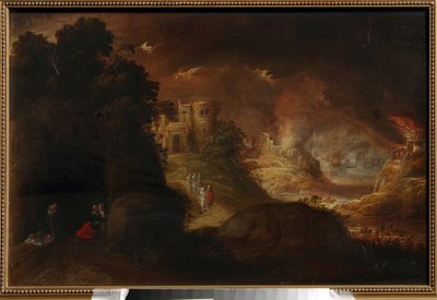 Sodoma e Gomorra. Pintura de Rombout van Troyen (ca. 1605-ca. 1650), óleo sobre tela. Arte holandesa de Rombout van Troyen