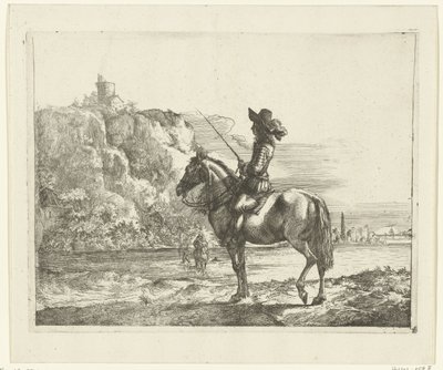 Cavaleiro junto a um rio. de Romeyn de Hooghe (attributed to)