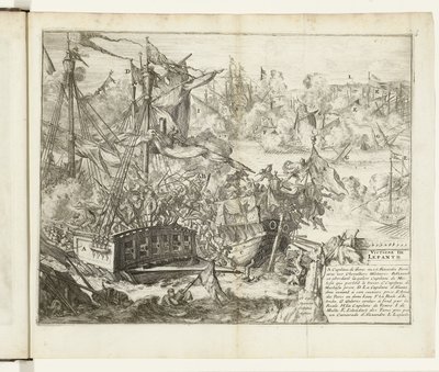Batalha de Lepanto, 1571 Victoire de Lepanto (título no objeto) Guerres de Flandres (título da série) de Romeyn de Hooghe (attributed to)