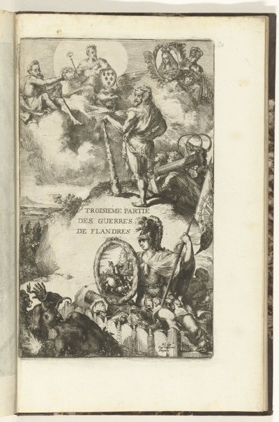 Impressão do título para a terceira parte de Guerres de Flandres
Troisieme partie des Guerres de Flandres (título sobre o objecto)
Guerres de Flandres (título da série) de Romeyn de Hooghe (attributed to)
