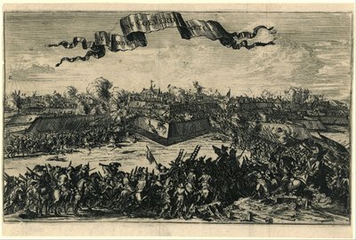 Conquista de Coevorden em 30 de dezembro de 1672 A Conquista de Coeverde com Cast[enguia] (título no objeto) de Romeyn de Hooghe (attributed to)