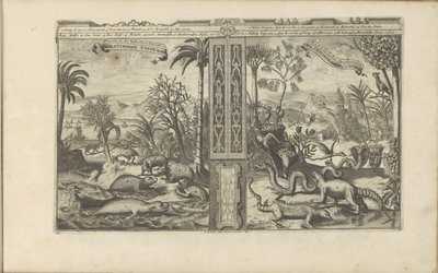 Dieren uit West-India Westindische Vissen, etc / Peixes, etc das Índias Ocidentais // Westindische Gedrochten / Monstros das Índias Ocidentais (título no objeto) As Índias Orientais e Ocidentais e Outros Lugares (título da série) de Romeyn de Hooghe