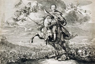 Glorificação de John Sobieski III (1629-96) na batalha de Chocim, 1674 de Romeyn de Hooghe