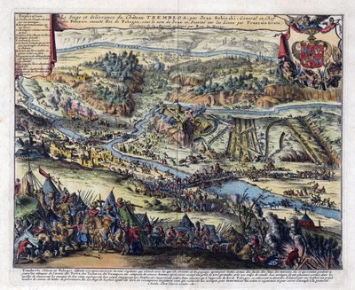 Guerre polono turque (1672-1676) -La bataille de Trembowla (Terebovlia, Ukrine) - O Cerco de Trembowla em 1675 - Oeuvre de Romeyn de Hooghe (1645-1708) - 1690 - Gravura, aguarela - 35,2x42,6 - Coleção Particular de Romeyn de Hooghe