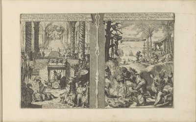 Tribunal do Imperador do Tártaro; Tapuyers brasileiros preparam a sua comida
Tartar Keyzer / Empereur des Tartares et sa magnificence // Brasilian Garments / Brasiliens, Tapuyers, etc (título sobre o objecto)
Les Indes Orientales et Occidentales et autre de Romeyn de Hooghe
