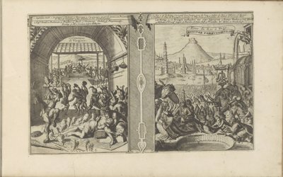 Chefe Smith nos Virgínicos; Festa Real em Pegu
Cerimónias da Virgínia // Cerimónias de Virginie // Festas Reais a Pegu (título sobre o objecto)
Les Indes Orientales et Occidentales et autres lieux (título da série) de Romeyn de Hooghe