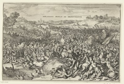 Escória em Straatsburg, 357 Explicação da batalha em Argentoratum (título no objeto) de Romeyn de Hooghe