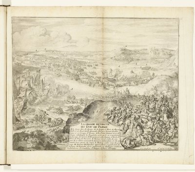 Retiro do Exército do Duque de Parma, 1592 La grande retiro du duc de Parme (título no objeto) Guerres de Flandres (título da série) de Romeyn de Hooghe