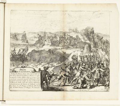 Verovering van Caudebec, 1592
Prise de Caudebec (título sobre o objecto)
Guerres de Flandres (título da série) de Romeyn de Hooghe