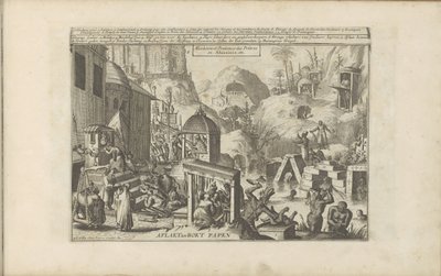 Zonde en boete
Aflaet en Boet Papen / Absolution and Penance of Priests in Abissinia, etc. (título sobre o objecto)
As Índias Oriental e Ocidental e outros lugares (título da série) de Romeyn de Hooghe