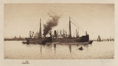Sem título (navio a vapor no porto de Boston) de Rominer Lovewell