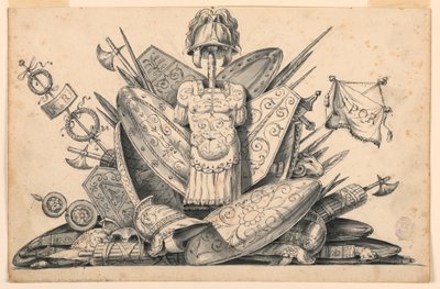 Desenho, Troféu de armas, 1830-1850 de Romolo Achille Liverani