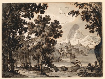 Cenário: Paisagem com cabana, para a Ópera La Straniera de Romolo Achille Liverani